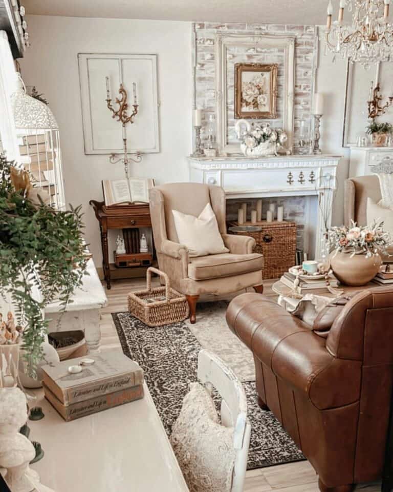 Antique Décor With Layered Living Room Rugs