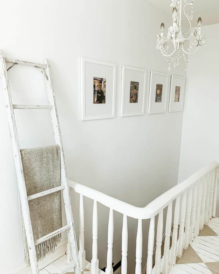 Antique White Stairwell Chandelier With Crystal Accents