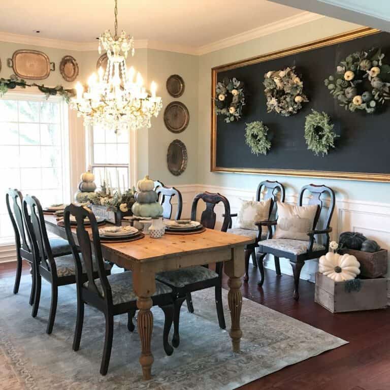 Autumn Wreath Display Ideas for a Formal Dining Area