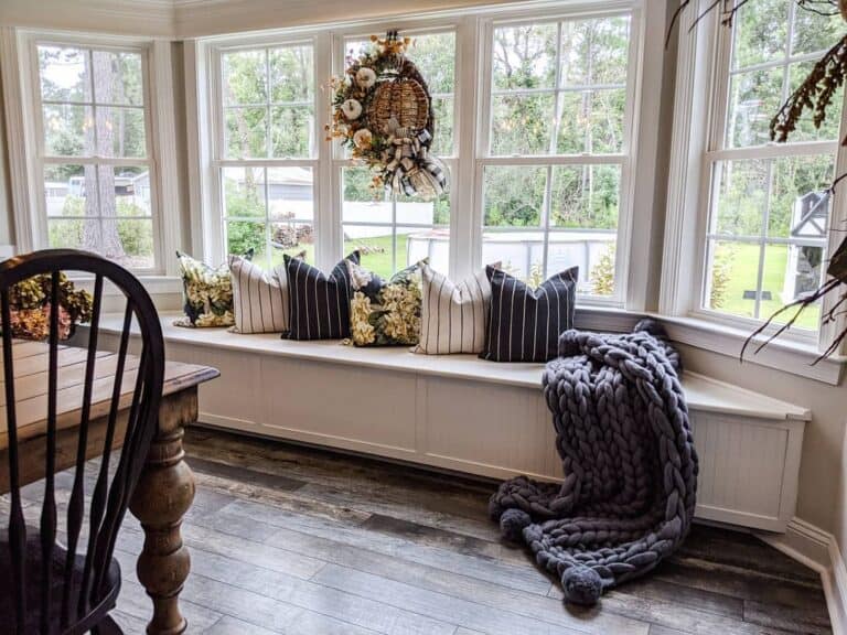 Autumn Wreath in a Farmhouse Bay Window