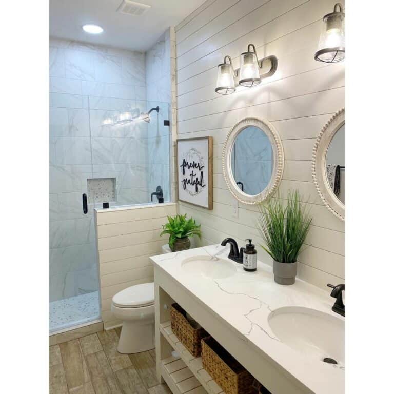 Basement Bathroom With Double Sink