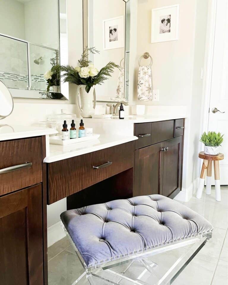 Bathroom Makeup Vanity WIth Tufted Seat