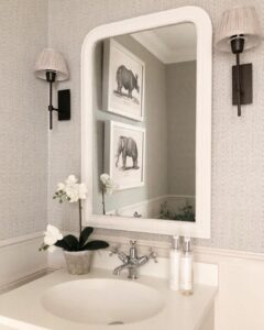 Bathroom Vanity Mirror Ideas With Wallpaper Backdrop