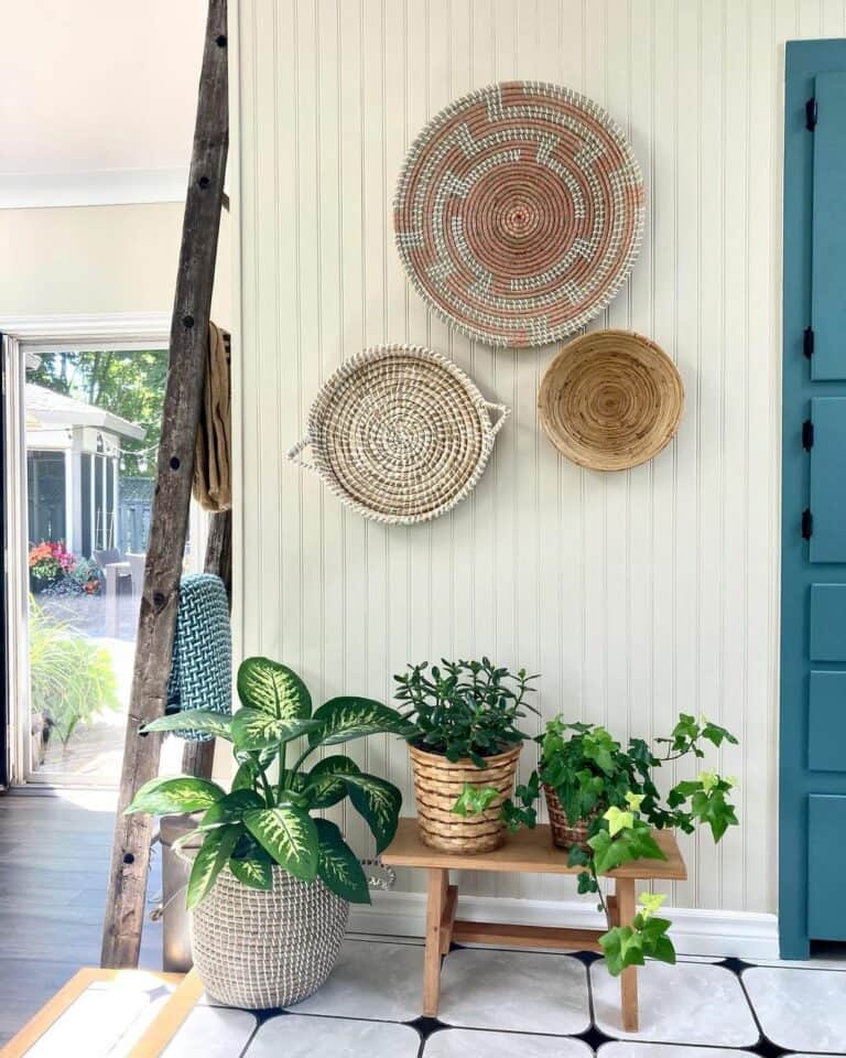 Beadboard Wall Paired With Tile Flooring