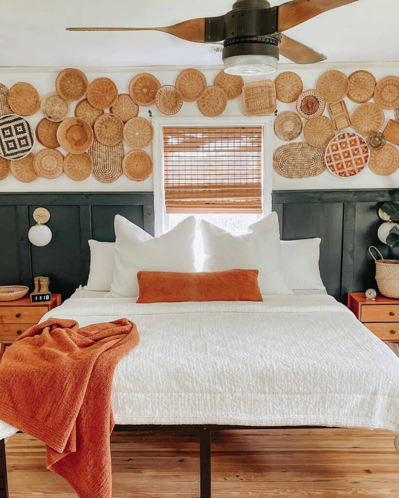 Bedroom Wall Filled With Baskets