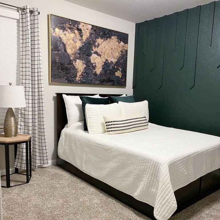 Bedroom With Forest Green Accent Wall
