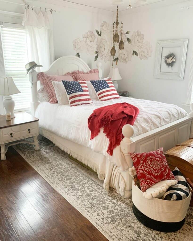 Bedroom With Fourth of July Accent Pillows