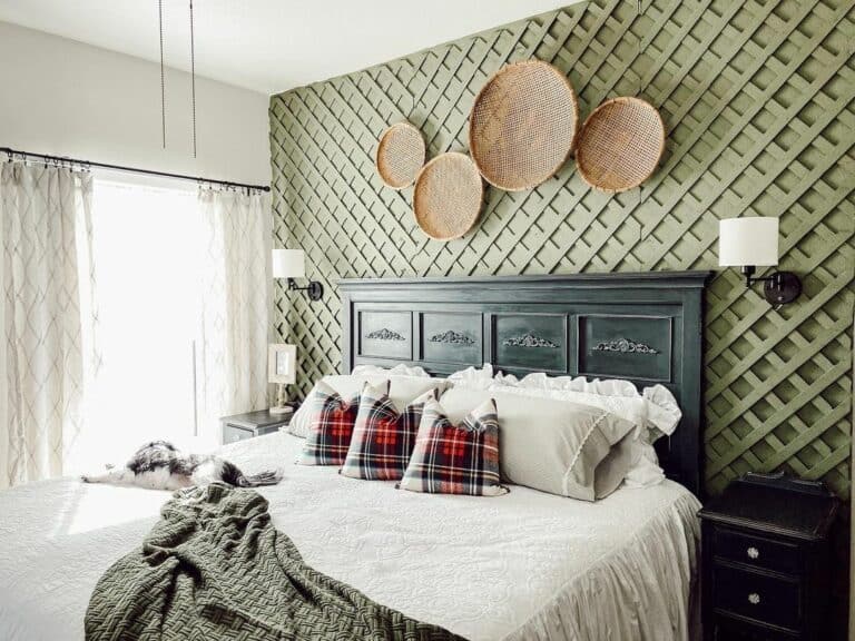 Bedroom With Green Lattice Accent Wall Soul & Lane