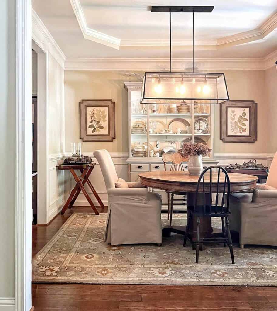 Beige Floral Persian Dining Room Area Rug Ideas