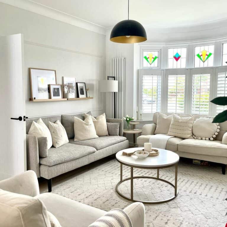 Beige and Grey Furniture With Grey Living Room Walls