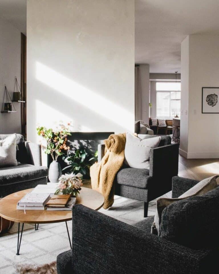 Black Armchairs in a Neutral Living Room