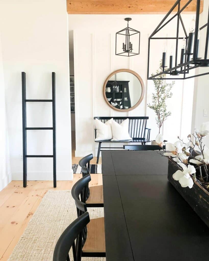 Black Furniture in White Dining Room