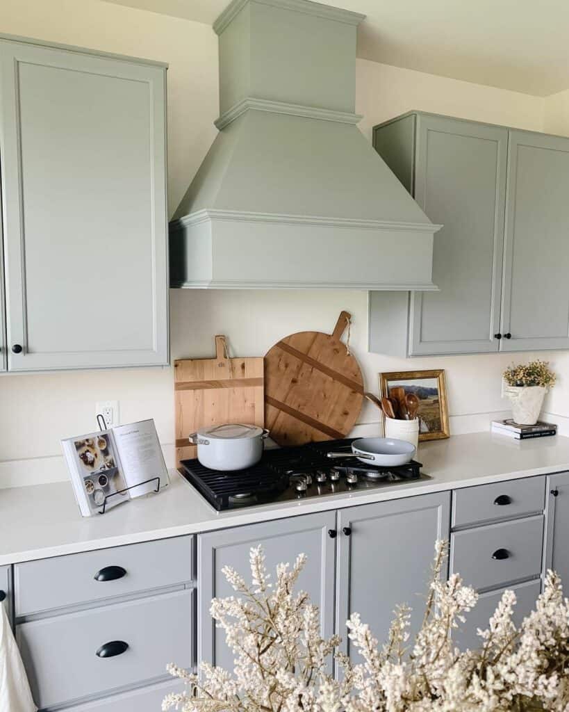Black Hardware on Light Grey Cabinets