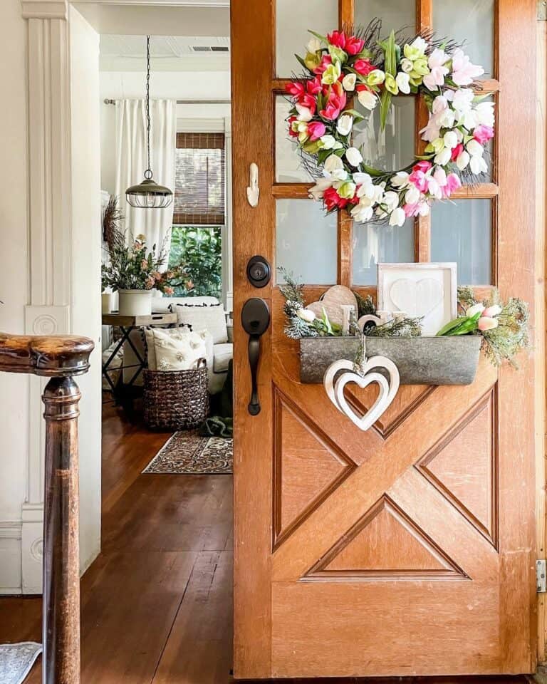 Black Hardware on Wood Front Door