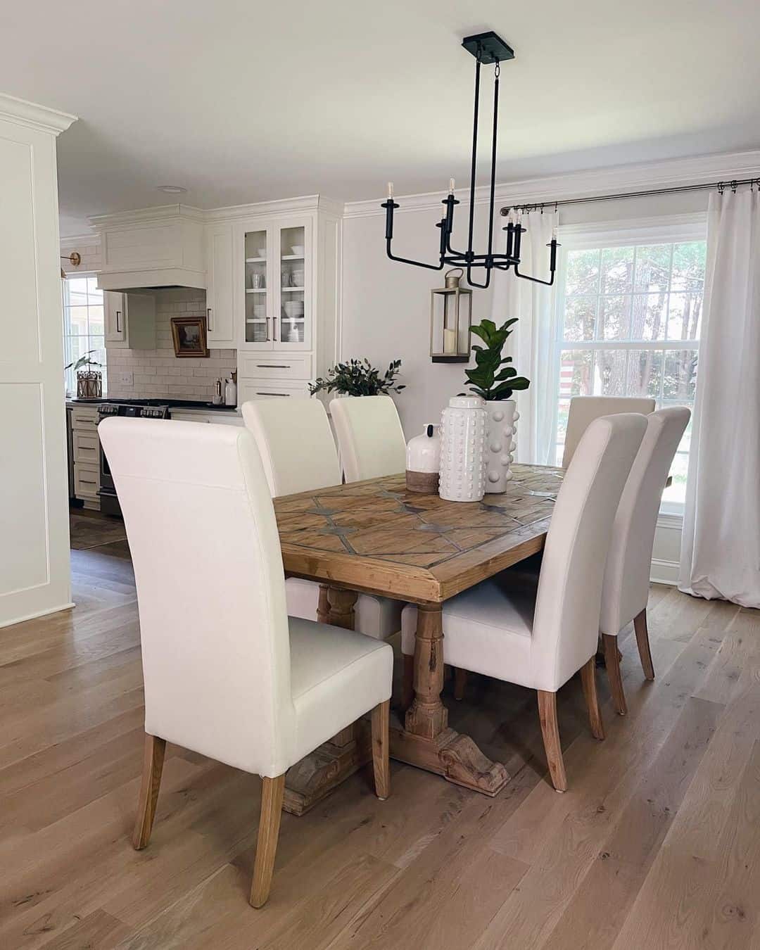 Black Metal Light Over Wood Dining Table - Soul & Lane