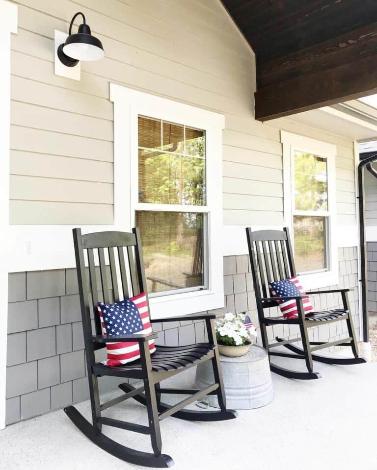 Black Rocking Chairs With 4th of July Decorations