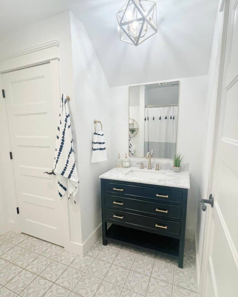 Black Vanity With White Marble Top