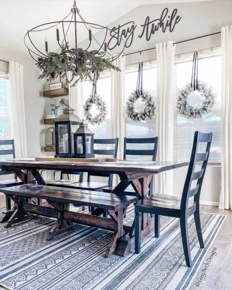 Black and White Christmas Farmhouse Dining Room