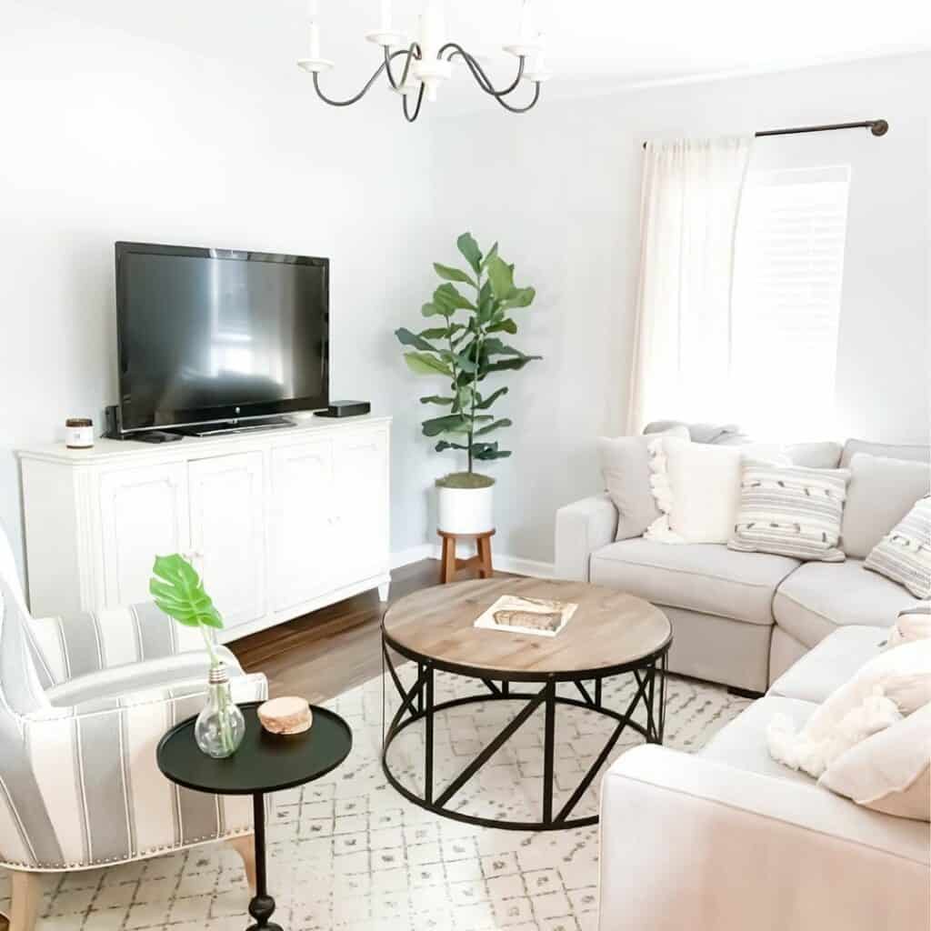 Black and White Low Ceiling Living Room Lighting