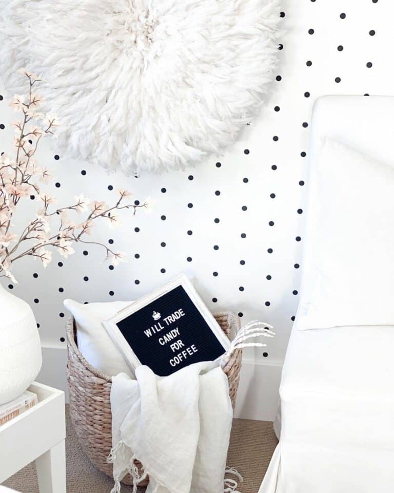 Black and White Polka-dot Wallpaper With Cozy Accents