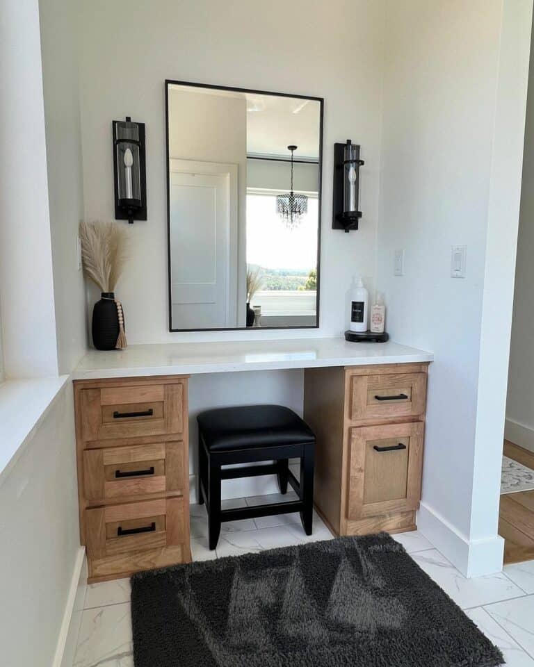 Black and Wood Bathroom Vanity