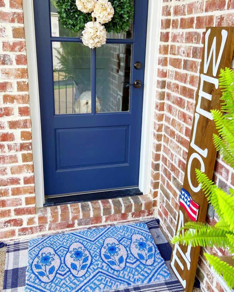 Blue Front Door With 4th of July Décor