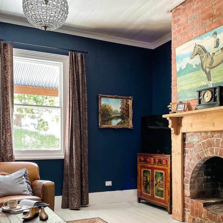Blue-green Living Room Farmhouse Wall