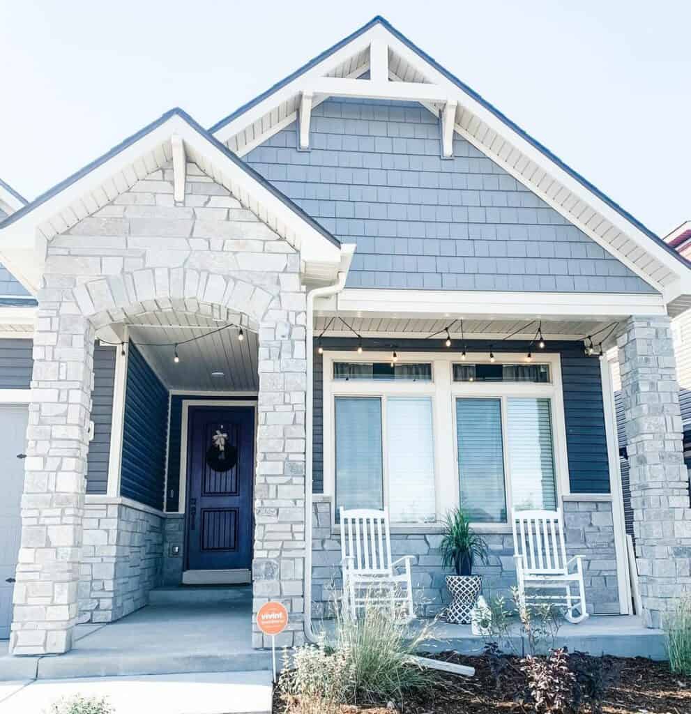 Blue-toned House Front Porch Design