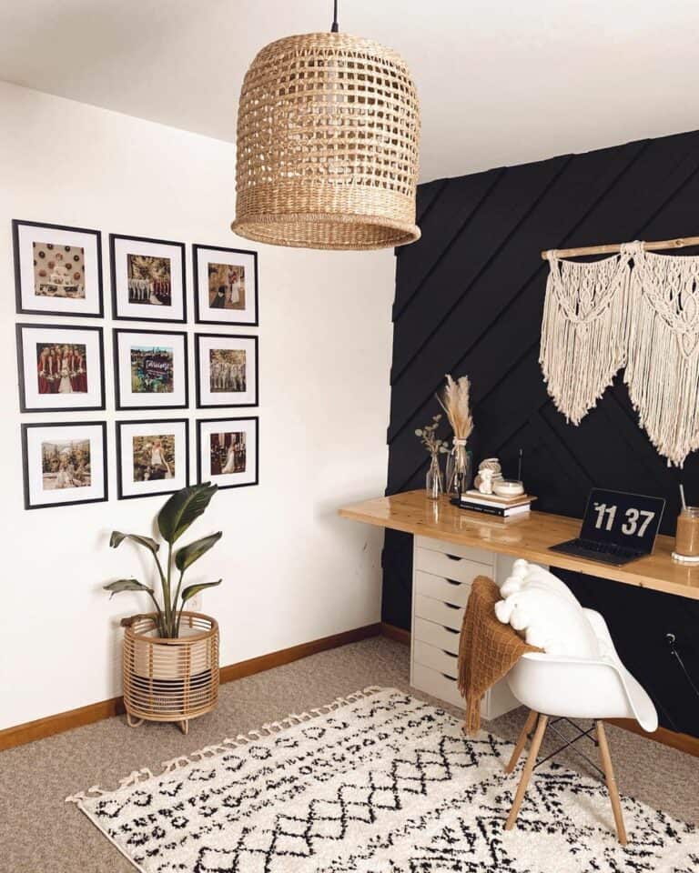 Boho Office With Decorative Carpet