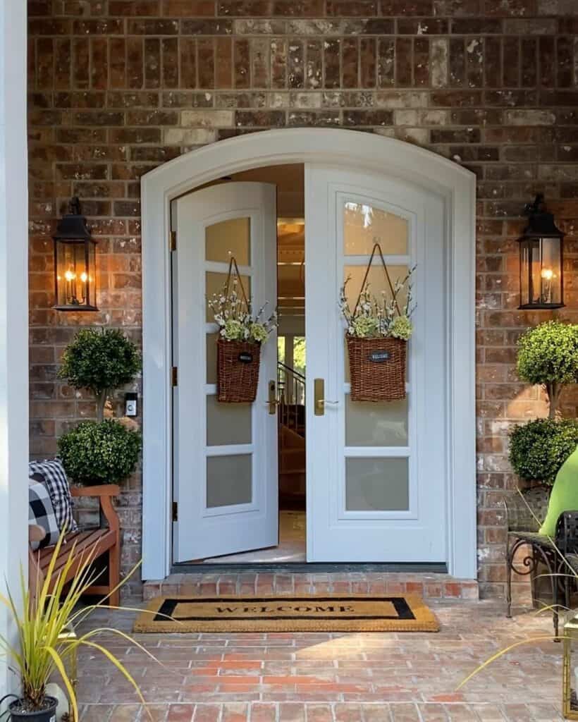 Brick Home With White Double Front Doors