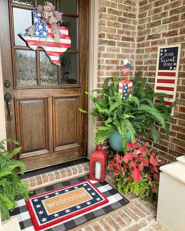 Brick Porch With 4th of July Outdoor Décor