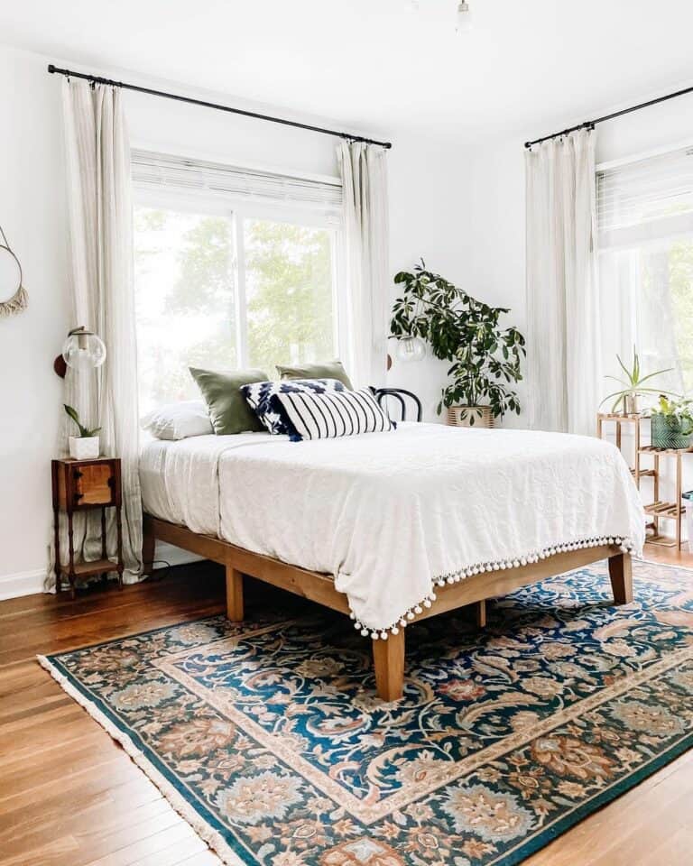 Bright Bedroom With Window Headboard