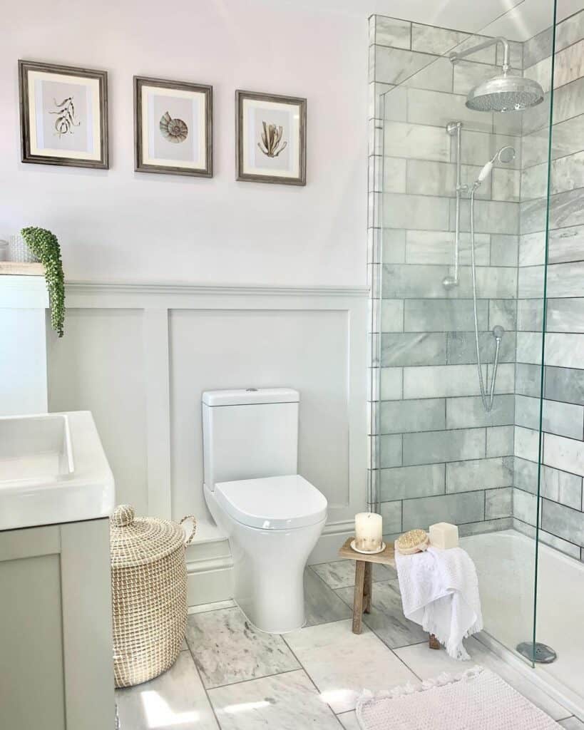Bright Neutral Bathroom With Large Glass Shower