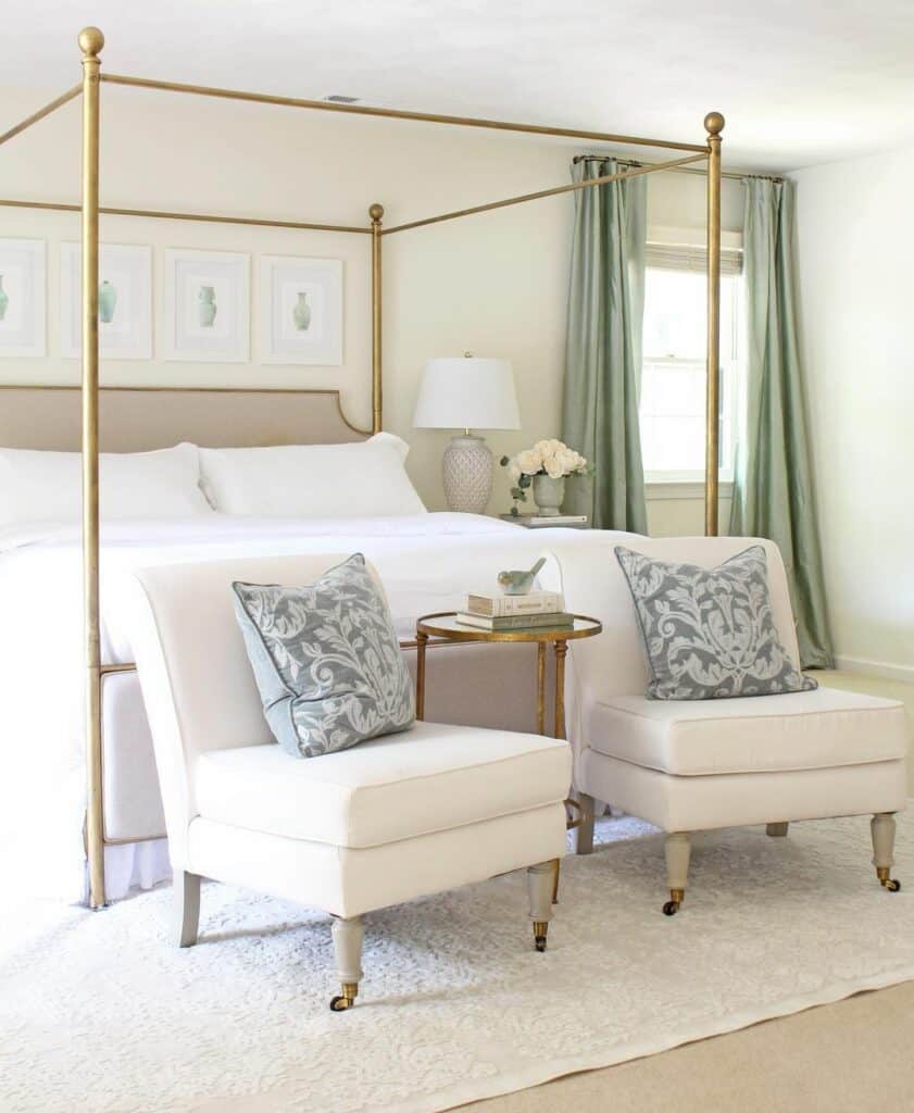 Calming Gold and Green Bedroom