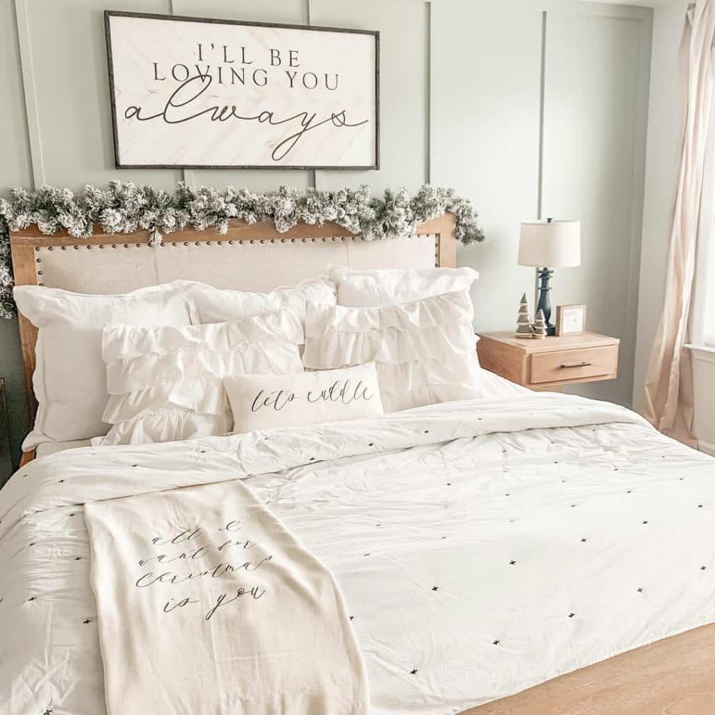 Calming Warm Wood Festive Bedroom Design
