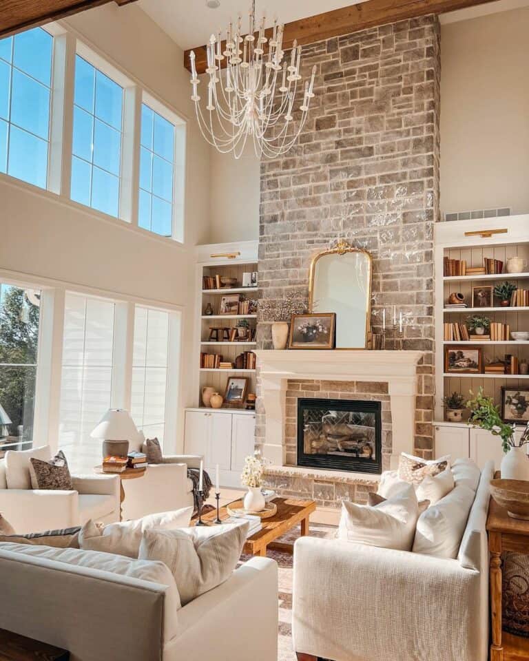 Chandelier in Open Concept Living Room