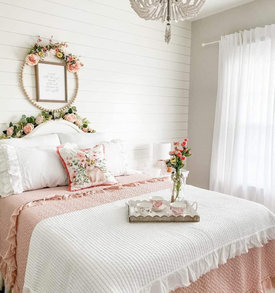 Charming Floral Pink Bedroom Idea