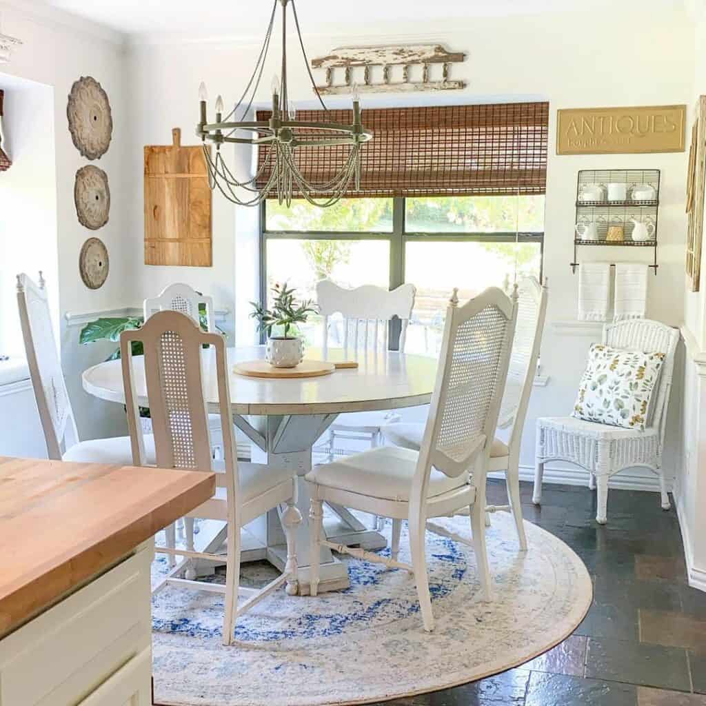 Circular White Farmhouse Dining Table