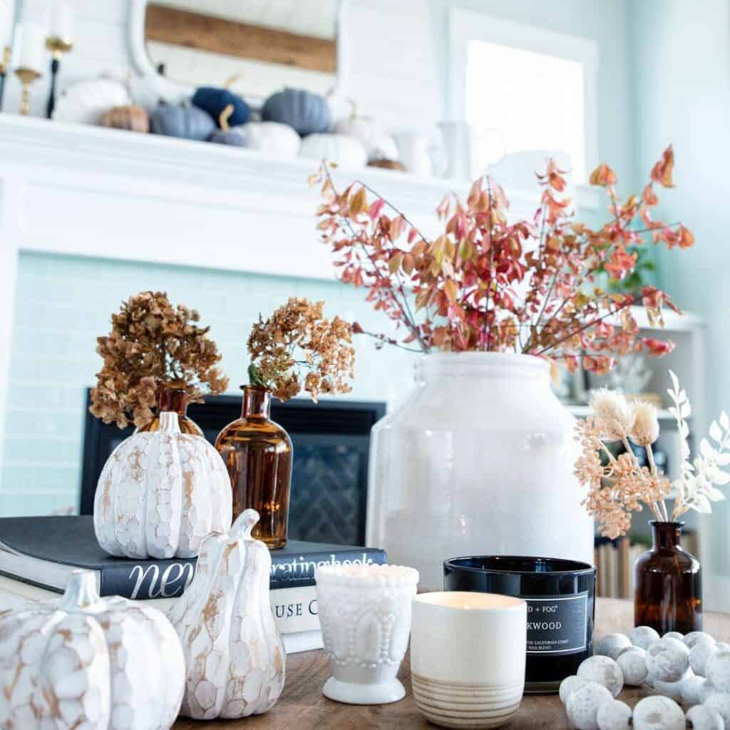 Coffee Table With Contemporary Fall Décor