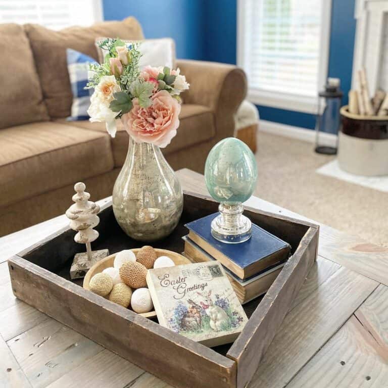 Coffee Table With Rustic Easter Table Décor