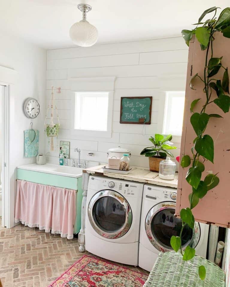 Colorful Laundry Room With Homey Touches