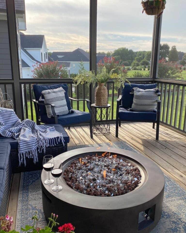 Comfortable Deck With Fire Pit Seating Area