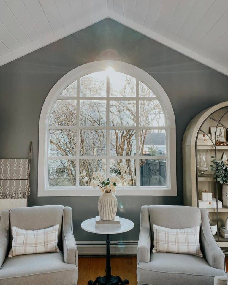 Contemporary Modern Living Room With Large Arched Window