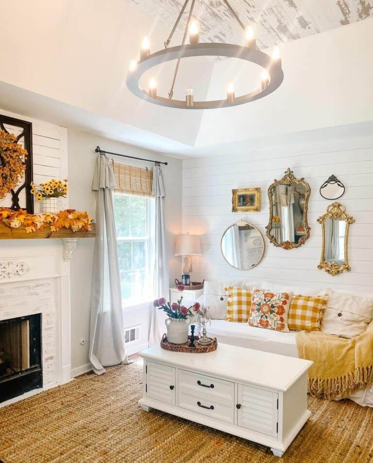 Cottage Living Room Idea With Yellow Accents