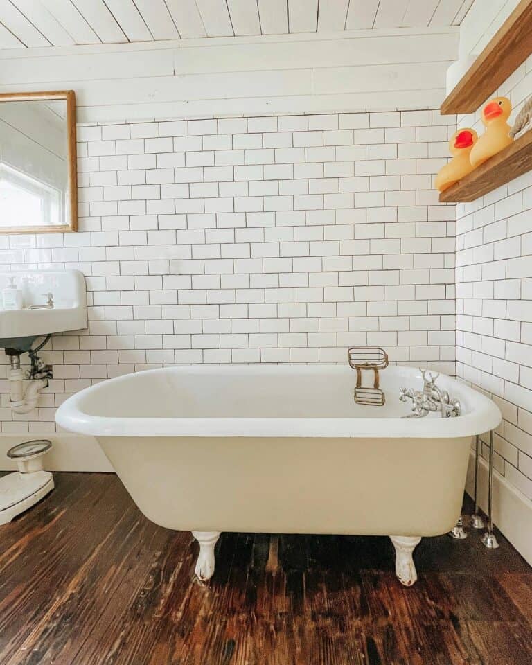 Cottage-inspired Bathroom With a  Clawfoot Bathtub
