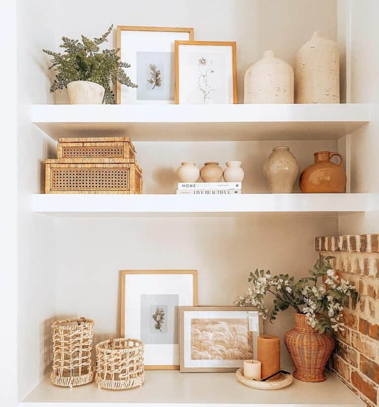 Cozy Corner With Rattan Items and Framed Prints