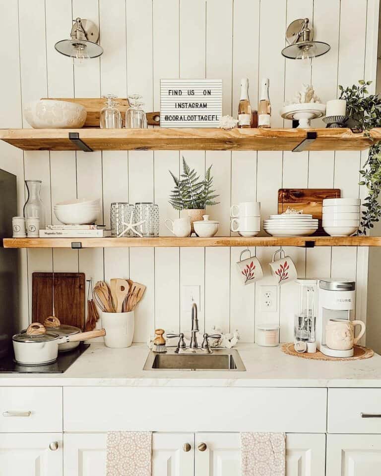 How to Style Kitchen Shelf Decor - Lolly Jane