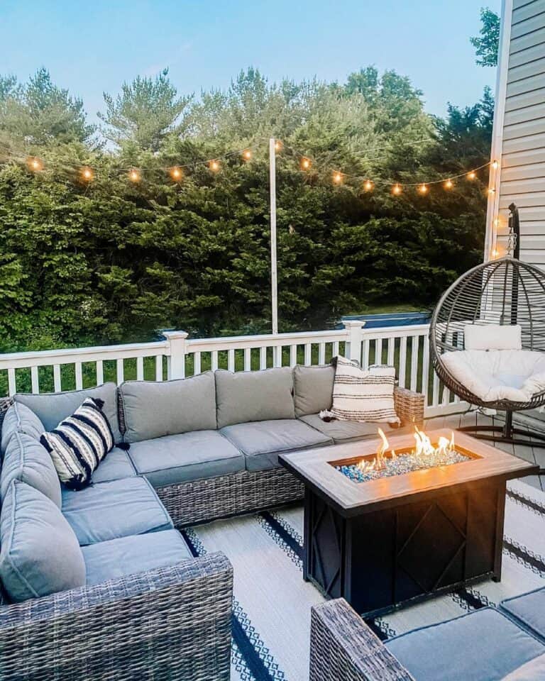 Cozy Deck With Outdoor Furniture and Fire Pit