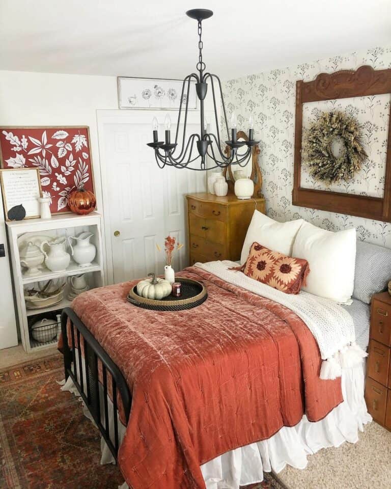 Cozy Fall Bed With No Headboard