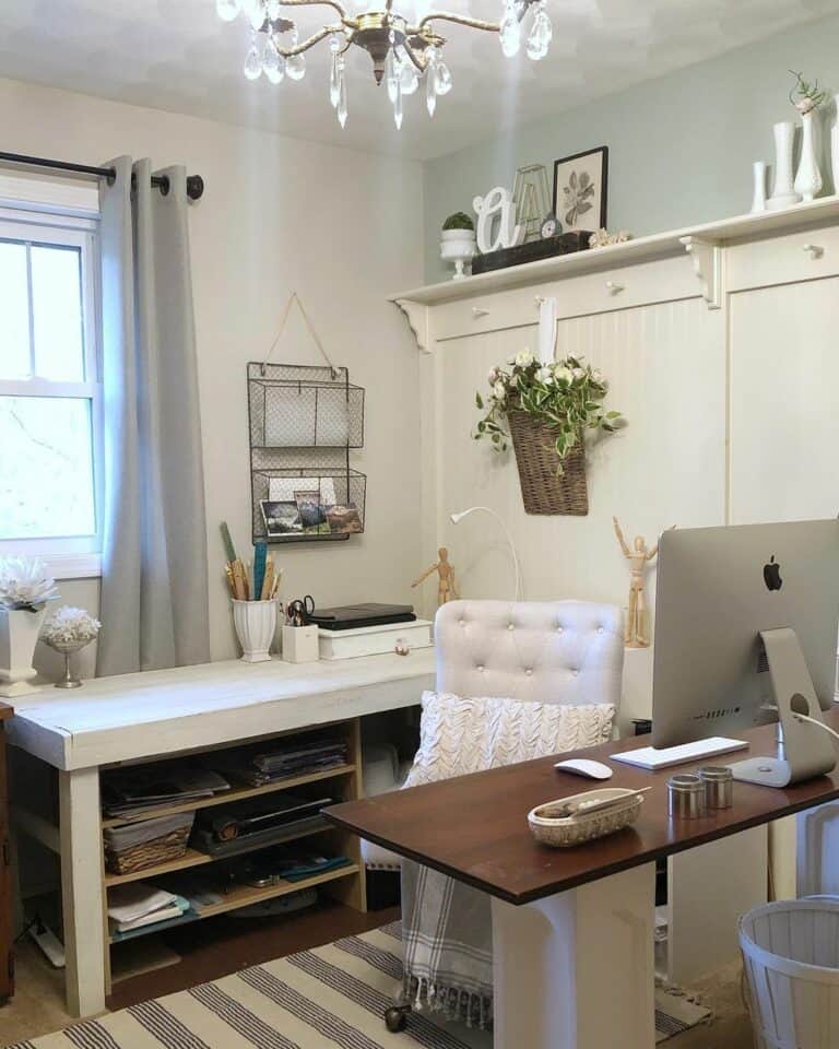 Cozy Farmhouse Home Office Layout